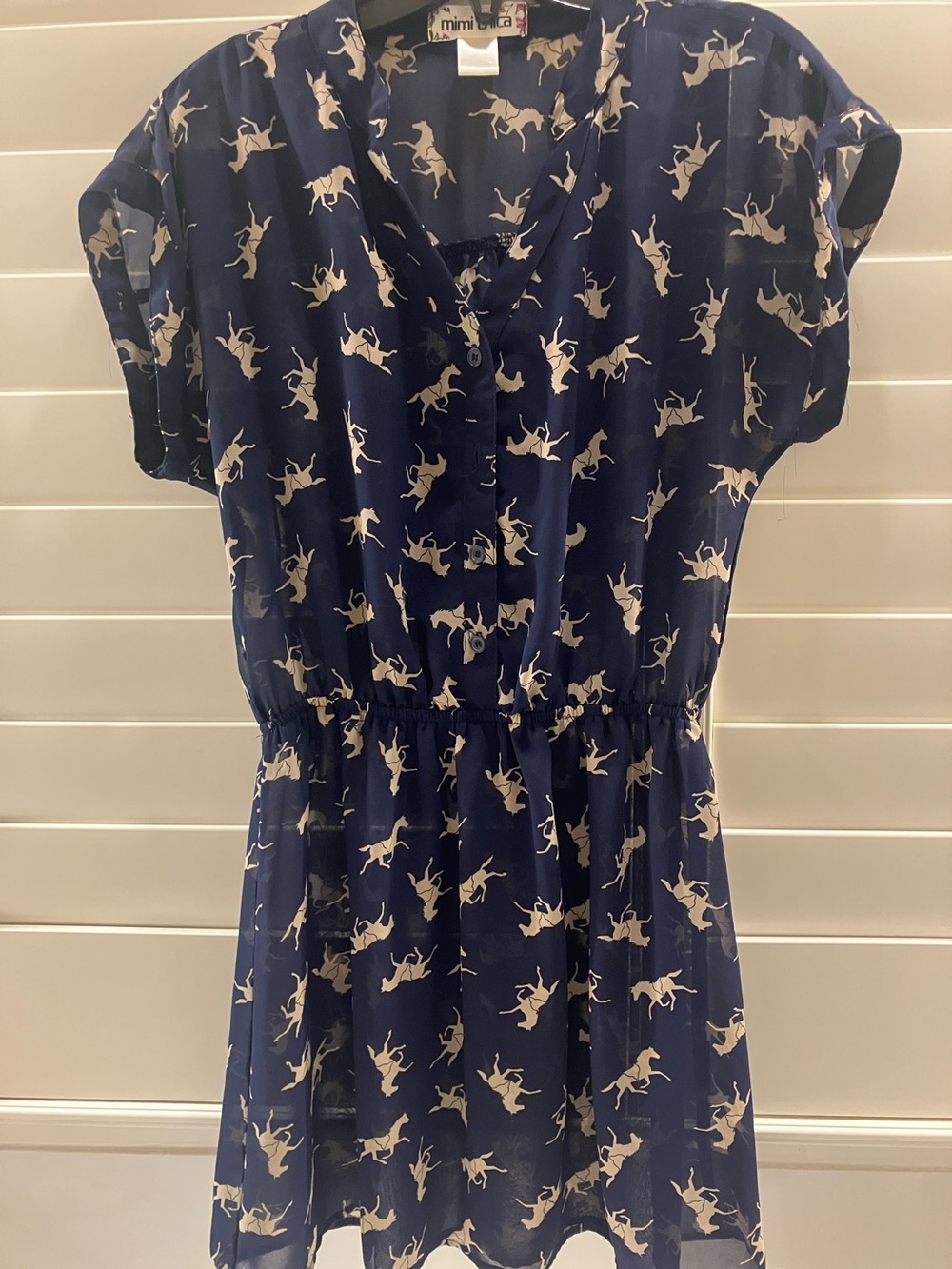 Mimi Chica Navy Dress with White Horse Print